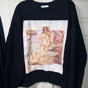 Selkie Rennaissance crew neck.  Oversized.  Raw hem at neckline.  Worn 2x.